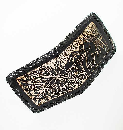 HANDMADE GENUINE COW LEATHER Bifold Wallet (BLACK) MADE IN THAILAND 