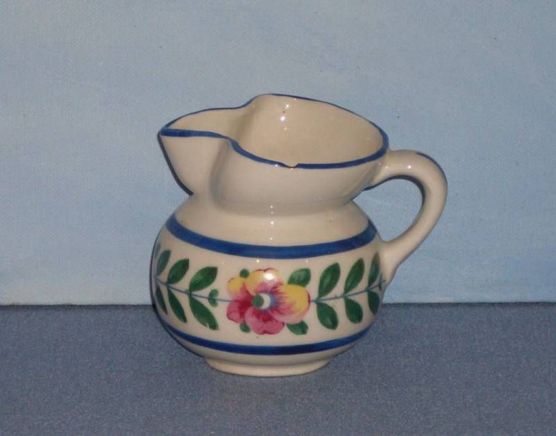 Vintage Pottery Floral Creamer   Czechoslovakia  