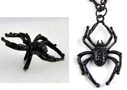 NEW BLACK SPIDER RING & NECKLACE GOTHIC DEATHROCK PUNK  