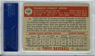 1952 Topps #335 Ted Lepcio PSA 5 EX Boston Red Sox  