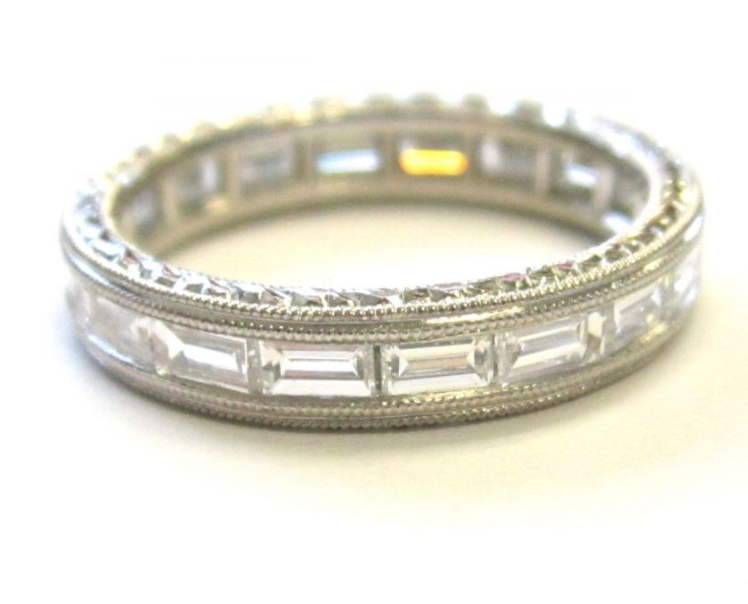 Fine PLATINUM ETERNITY BAGUETTE DIAMOND ENGAGEMENT BAND  