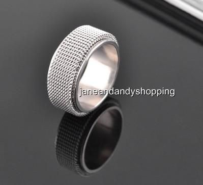 Fashion Stainless Steel mens Ring Double Layer can be rotat Size 17mm 