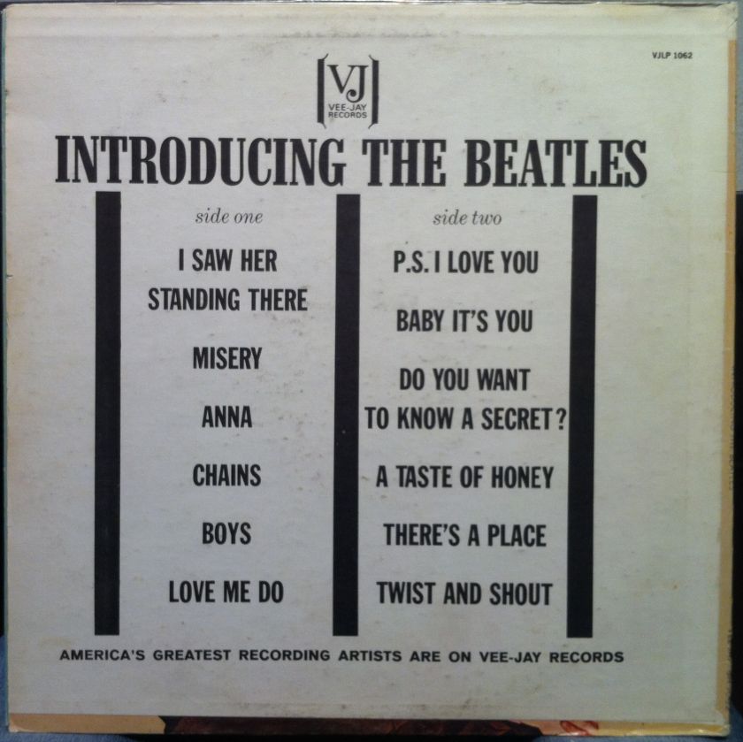 THE BEATLES introducing LP VG+ VJLP 1062 Black Label w/brackets 2nd 