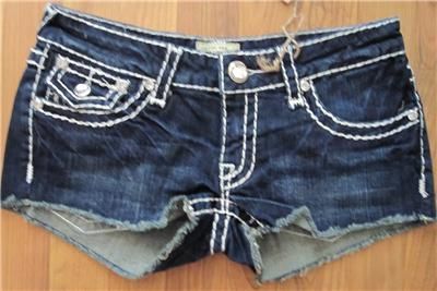 LA Idol Mini Dark Blue Cutoff Shorts Size S M L  