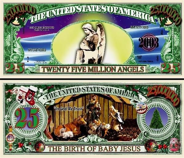 Nativity 25 million Angels Collectible Bill (5/$2.50)  