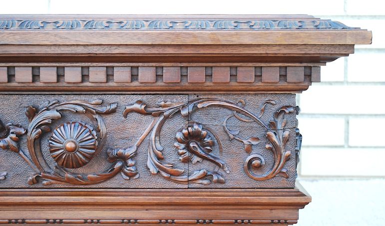 CARVED WALNUT ITALIAN SERVER SIDEBOARD MARQUETRY INLAY  