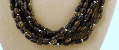 SILPADA 6 Strand SS & Palm Wood Necklace *RETIRED*  