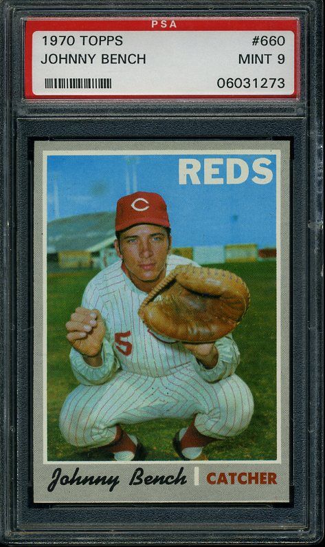 1970 TOPPS #660 JOHNNY BENCH PSA 9 HI# CENTERED HOF *2426  