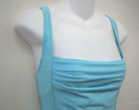 CALVIN KLEIN Blue Pleated Tankini Top Swimsuit 8 Cup B C  