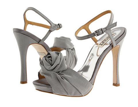 BADGLEY MISCHKA LARISSA GRAY FORMAL BRIDAL HEELS SHOES SOLD OUT $215 