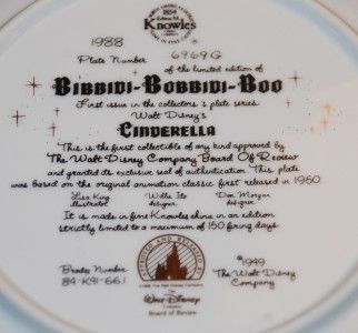 KNOWLES/Disney LtEd Plate CINDERELLA BIBBIDI=BOO  