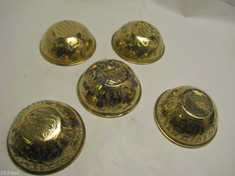 Vintage Set Of Five Brass Decor Bowls  