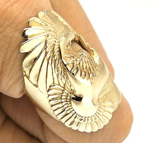 BIG WING EAGLE HAWK GOLD BRASS BRONZE RING Sz 8 NEW BIKER MENS JEWELRY 