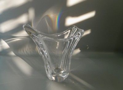 Vintage 1950s DAUM FRANCE clear thick crystal vase  