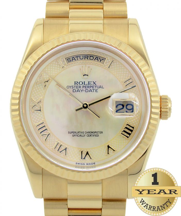 Rolex Men 18k Gold President Factory MOP Mother Of Pearl Dial 118238 D 