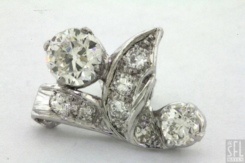 HEAVY PLATINUM 1.92CT VS2/G H DIAMOND FLORAL CLUSTER EARRINGS  