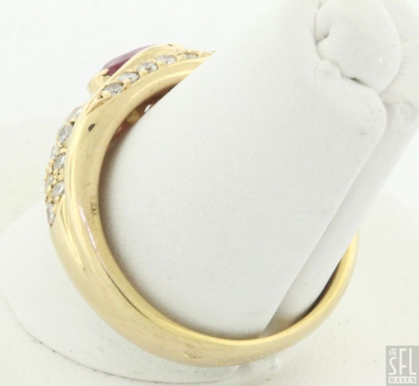   HALLMARKED 18K GOLD .98CTW VS2/G DIAMOND/RUBY COCKTAIL RING SIZE 6