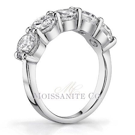 5mm 5 Stone Round Moissanite Anniversary Ring Band  