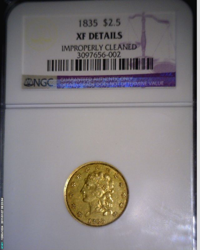 1835 TWO AND HALF DOLLAR GOLD QUARTER EAGLE ~ NGC ~XF  