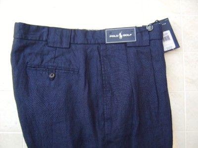   Mens Dress Golf Pants 36/30 Navy Blue 100% Linen 36 R 4Pocket  