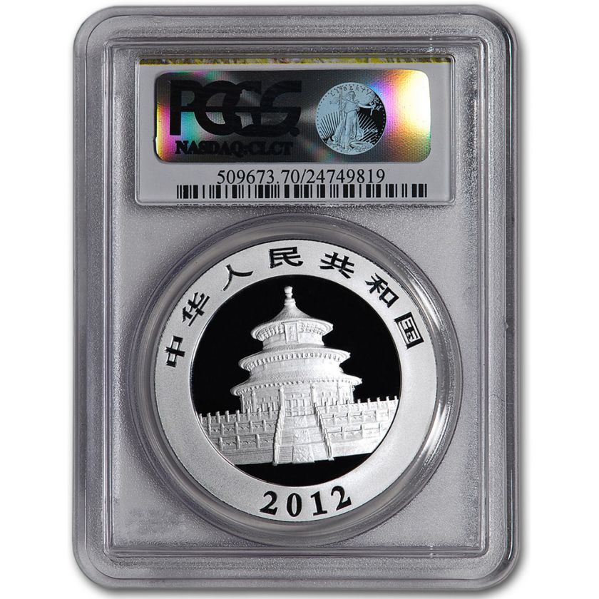 2012 China Silver Panda (1 oz) 10 Yn   PCGS MS70   Special Panda Label 