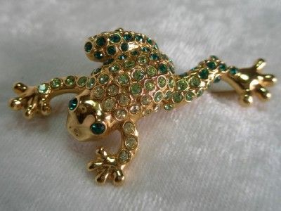 Adorable (If You Like Frogs) Monet Swarovski Crystal Frog Pin  