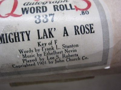 Piano Roll Lot 8 QRS Autograph Word Roll in boxes, asst  