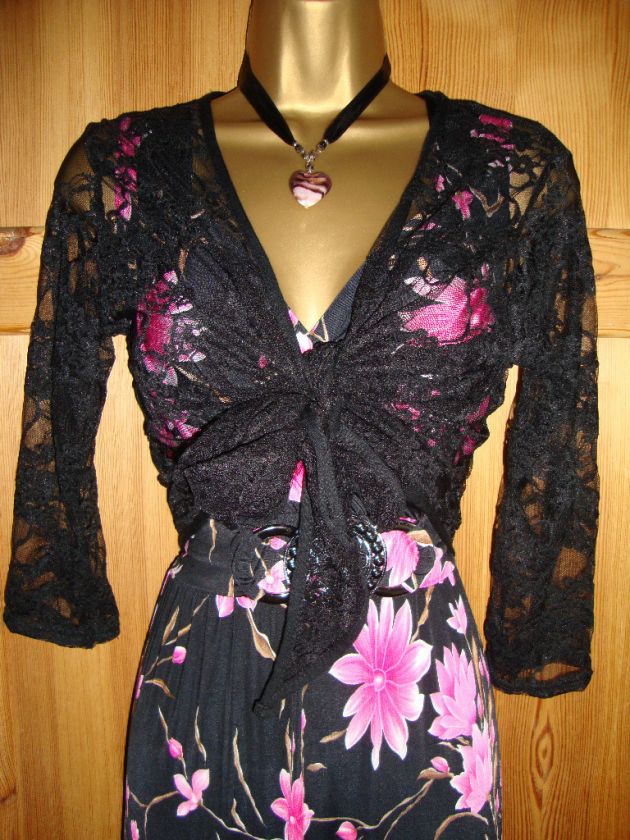   LADIES WOMANS BLACK EVENING BEST PARTY LACE SHRUG JACKET SIZE 16 TO 26