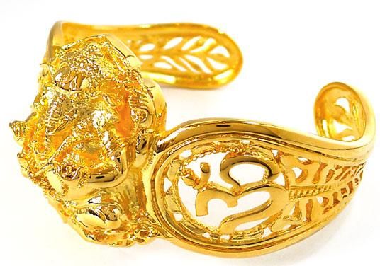 GANESH OHM AUM OM HINDU GOD LORD GOLD BANGLE BRACELET  