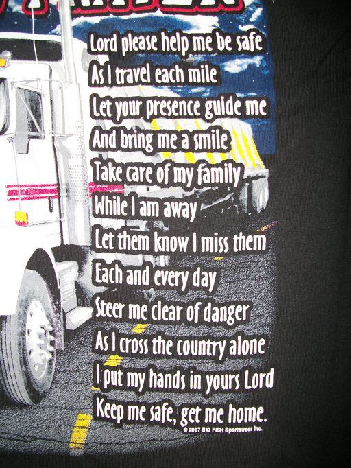 Truck Driver Tshirt Truckers Prayer Big Rig 18 Wheeler Road Route 66 