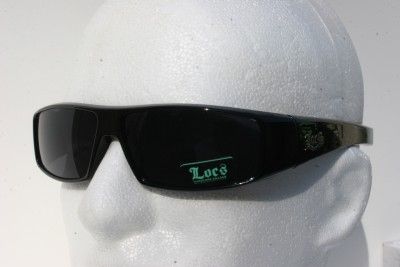 2010 Men Large LOCS 9035 gloss black biker sunglasses  