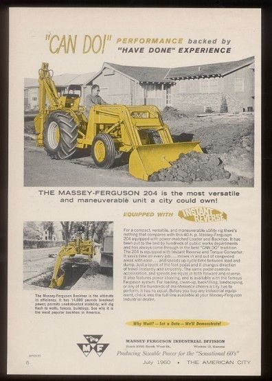 1960 Massey Ferguson 204 tractor loader backhoe ad  