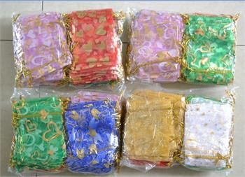   LOT 500 PCS MIXED COLOR WEDDING SILK JEWELRY ORGANZA POUCH GIFT BAG1