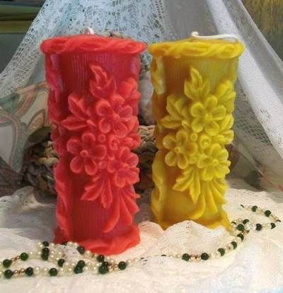 Silicone Raised Flower Design Pillar Candle Mold  