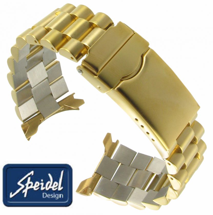 Speidel Watch Band 22mm Or 20mm #15 Curved End Solid Stainless Mens 