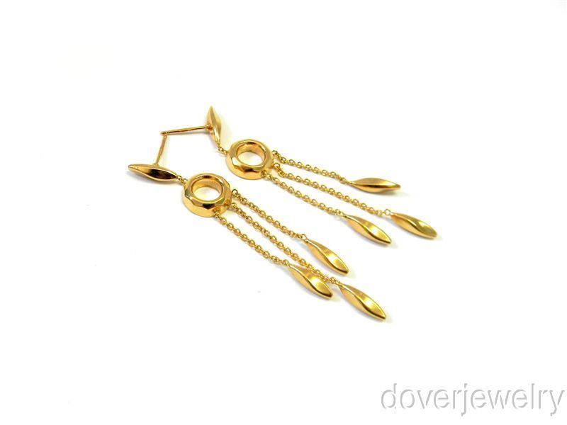 Italian 14K Gold Long Dangle Earrings NR  