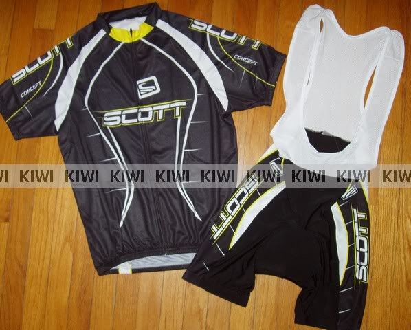 SCOTT BLK CYCLING JERSEY BIKE SHIRT+ BIB SHORTS PK SZ  