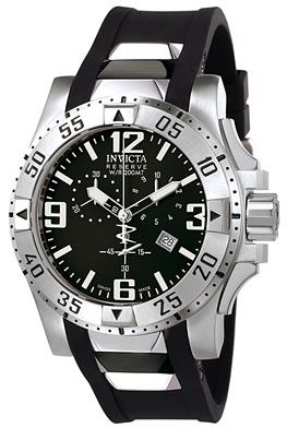 Invicta Mens 6262 Reserve Excursion Black Dial Black rubber 