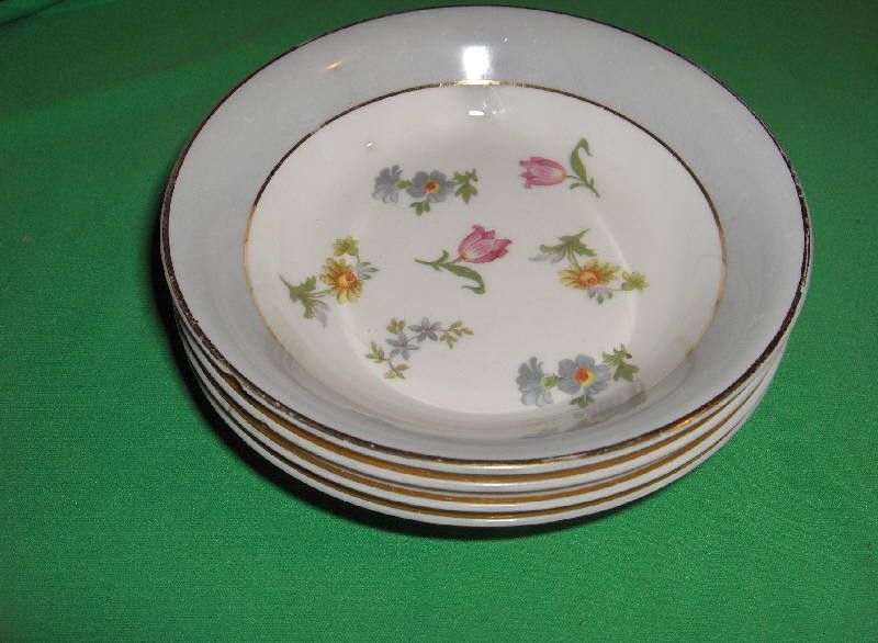 Vntg 86 Pc Pope Gosser China Floral Blue Rim 1216  