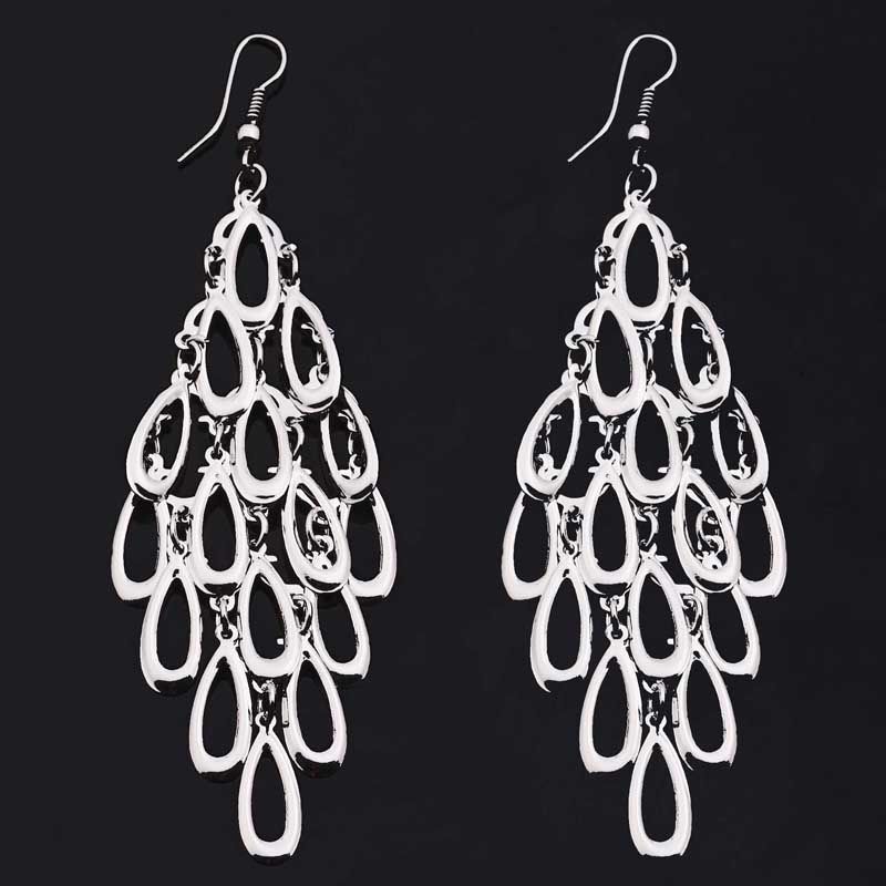 drop chain fashion peacock chandelier dangle earring gf  