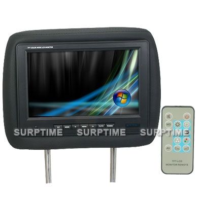 inch LCD Car Pillow Headrest Color Monitor Built in Speaker IR 