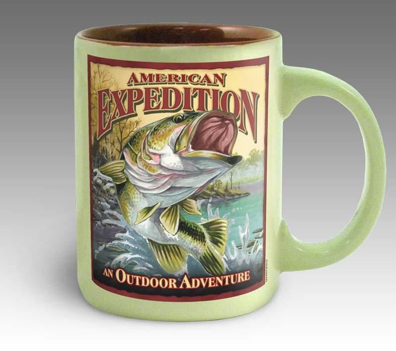   Expedition Largemouth Bass 16 oz Vintage Stoneware Coffee Mug Cup