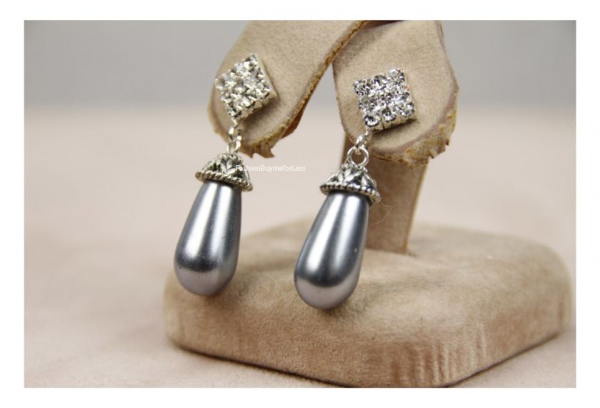 Faux Diamond Tahiti Pearl Teardrop Earring Royal Imitat  