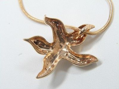 14K YELLOW GOLD STARFISH TANZANITE & DIAMOND NECKLACE  