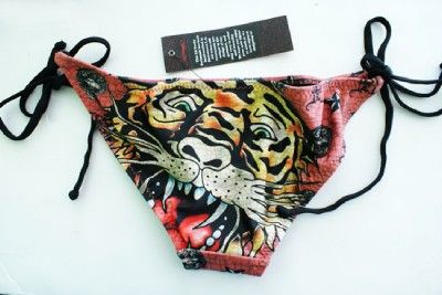 Ed Hardy Bikini Swimwear Swimsuit Bottom Basic Coral S NEW  