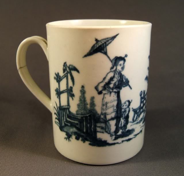 VERY RARE FIRST PERIOD WORCESTER CIDER MUG   1775  