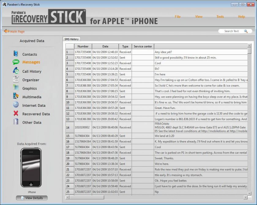 iPhone Spy Stick Data Recovery 3G 3GS 4 Software App  