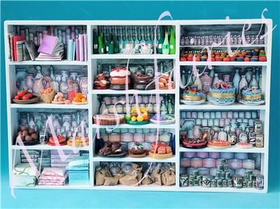 MF 1/12 Dolls House Ooak Larder Cupboard/Pantry & Food  