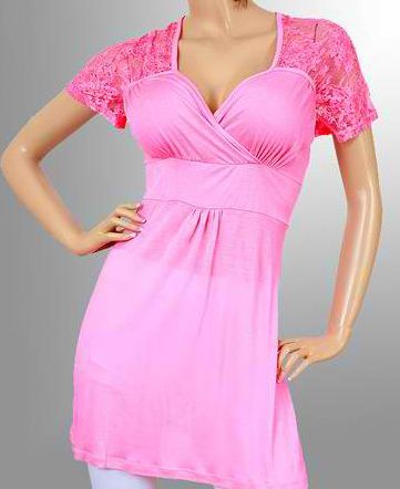 New Womens Shirt Blouse Top Fuchsia Pink Lace XL 3XL  