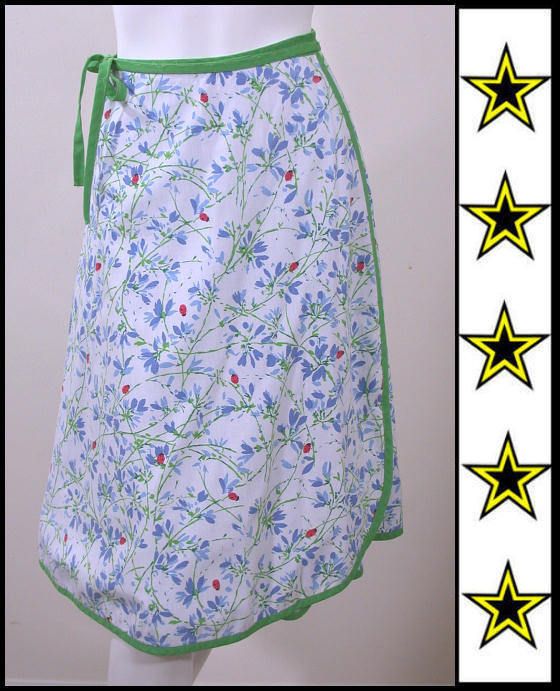 Preppy Vintage 80s Ladybug & Floral A Line Wrap Skirt  